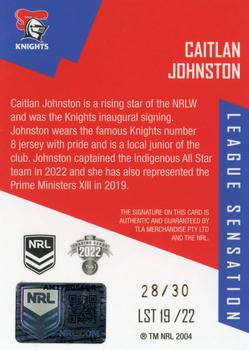 2022 NRL Elite - League Sensations Signatures Team #LST19 Caitlan Johnston Back